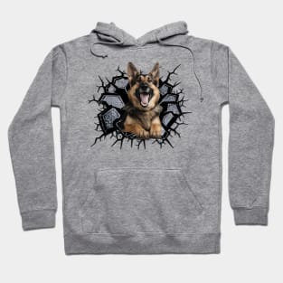 Funny German Shepherd Wall Crack Dog Lover Hoodie